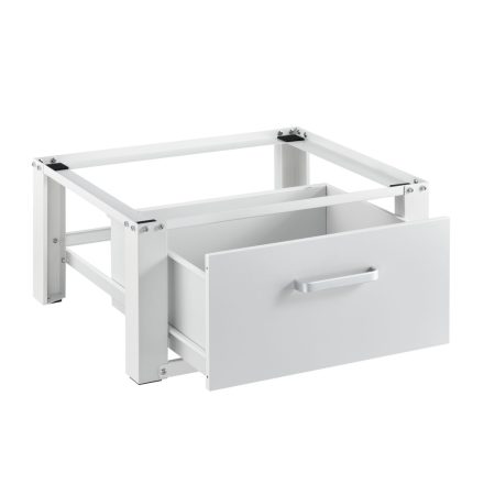 leniaxl Mosógéptartó állvány emelvény tárolófiókkal standard mosógéphez 63 x 54 x 31 cm 150 kg-ig acél