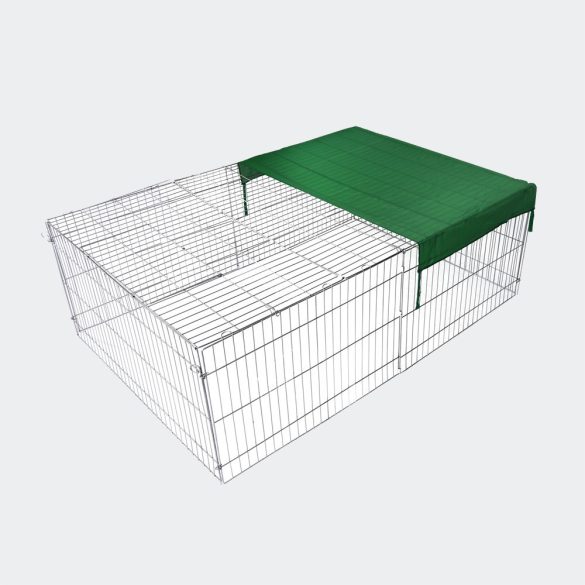 leniaxl 122x95x58cm kennel kisállat: kutya, macska, tyúk, nyúl stb ketrec árnyékolóval, 3 ajtóval