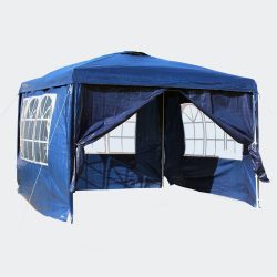   leniaxl Kerti rendezvény sátor pavilon sörsátor 3x3m 4 db oldalfallal - kék